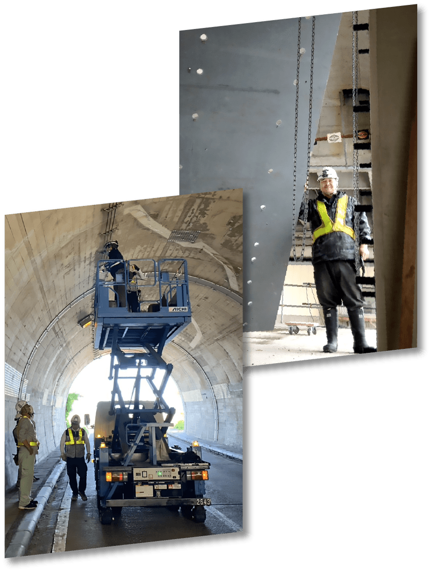 あと施工アンカー工事を行うスタッフ